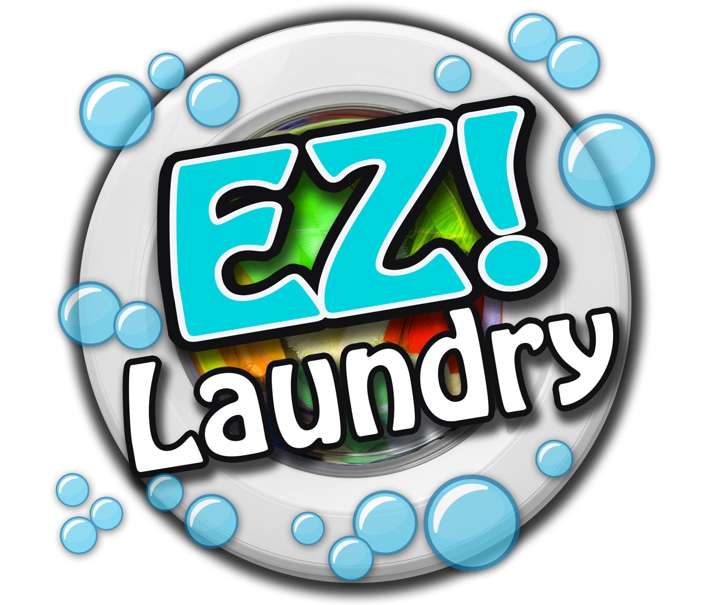 Washing machine with laundry loaded for washing.